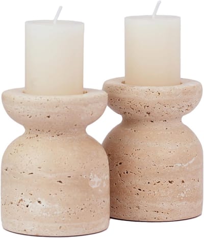 Set van Marmeren Kandelaars voor Tafeldecoratie