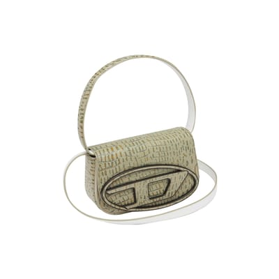 Sac de voyage en cuir Diesel Décoration Lettres Texture Métal Vintage Impression Motif Crocodile Sacs à main pour femmes Vert Armée X08396P5469 Basic Set (Bag+Dust Bag) beige
