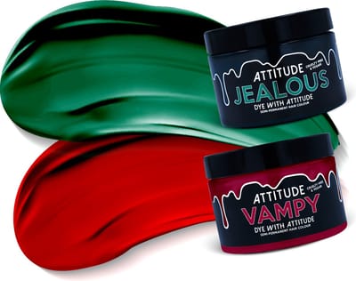 Attitude Hair Dye - Holly Jolly Duo Semi permanente haarverf Kit - Rood/Donkergroen