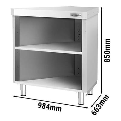 GGM Gastro Eckarbeitsschrank KOPENHAGEN - 984mm - 45° Innen - Edelstahl