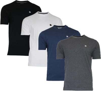 4-Pack Donnay - T-shirt (Vince) - Sportshirt - Heren - Black/White/Navy/Charcoal (600) - maat S