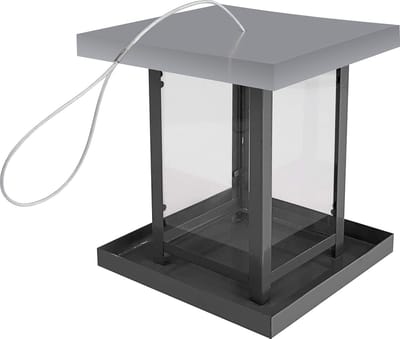 Famanu – Vogelvoedersilo Garden - vogelhuisje voederdispenser - van sparrenhout - incl. ophangkoord - 22 x 19,5 x 20,5 cm