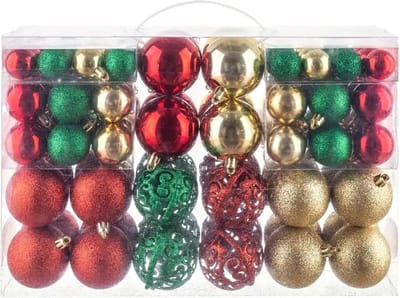 Livano Kerstballen - Kerstversiering - Plastic - Rood+Groen+Goud - Kerstballenset - 100 stuks