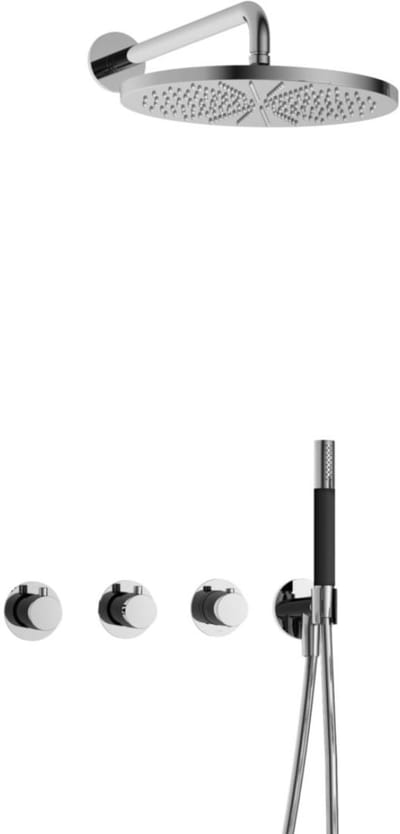 Hotbath Cobber - CB7067 - Inbouw Regendoucheset - Chroom - 2 Stopkranen - Thermostatisch - Wandarm 40 cm - Hoofddouche 300 mm - Staafhanddouche - met M106 - Waterbesparend