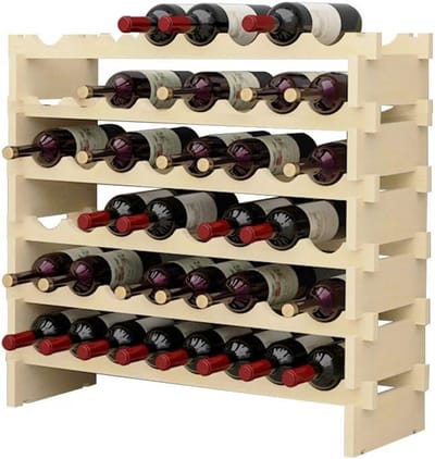 Stijlvol Houten Wijnrek voor 48 Flessen - 6-Tier Wijn Opslag en Display Plank