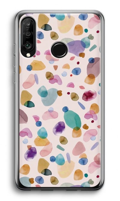 Case Company® - Hoesje geschikt voor Huawei P30 Lite hoesje - Terrazzo Memphis - Soft Cover Telefoonhoesje - Bescherming aan alle Kanten en Schermrand