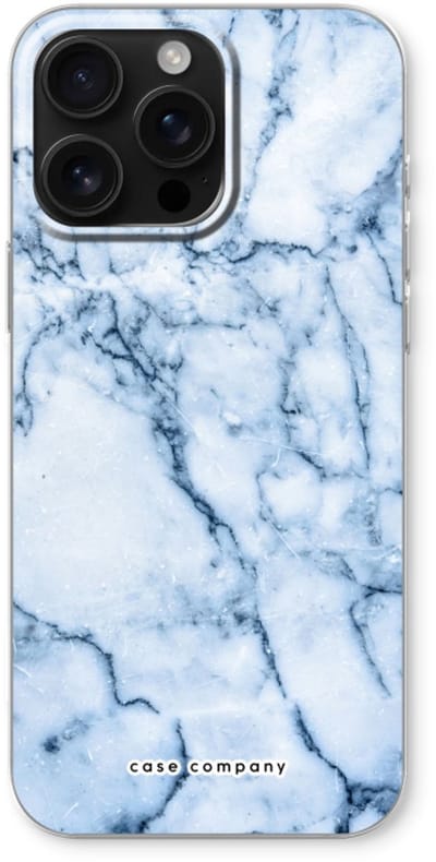 Case Company® - Hoesje geschikt voor iPhone 16 Pro Max hoesje - Blauw marmer - Soft Cover Telefoonhoesje - Bescherming aan alle Kanten en Schermrand