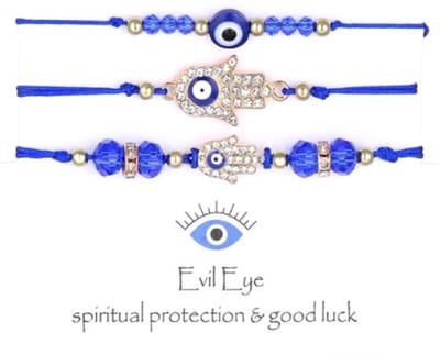 Geluksarmband - geluksbrenger - boze oog - evil eye - kabbalah - nazar - hamsa blauw set