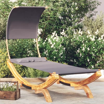vidaXL - Loungebed - met - luifel - 100x200x126 - cm - gebogen - hout - antracietkleur
