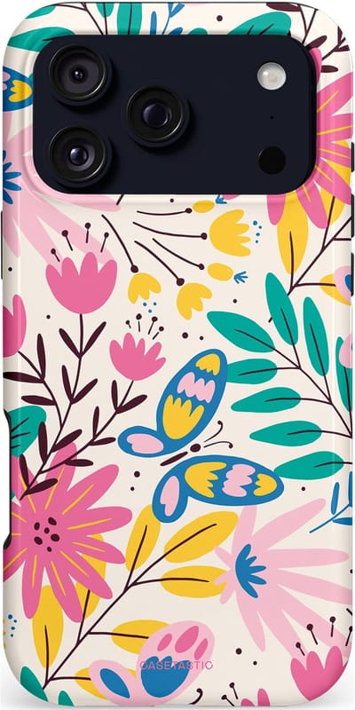 Casetastic hoesje geschikt voor Apple iPhone 17 Pro Max - MagSafe - Dubbellaagse bescherming - Lente Leven - Fashion Case - Wit Turquoise Lichtroze Lichtgrijs