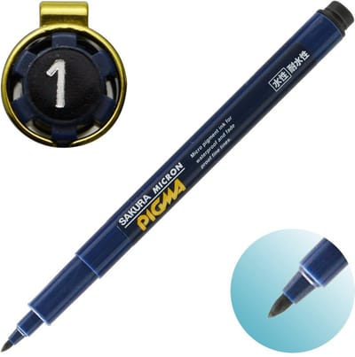 Sakura Pigma Micron Fineliner Black Ink # 1 Blue / Black & Gold Limited Edition
