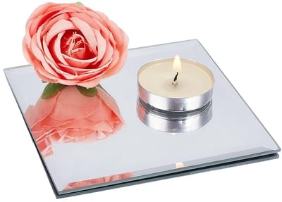 Solidchoice - Dailygoody - Vierkante Glazen Spiegeltegels - Decoratieve Spiegel - 2 Stuks 10x10cm - Whitesmoke - Wanddecoratie - Geschikt voor Bruiloft en DIY