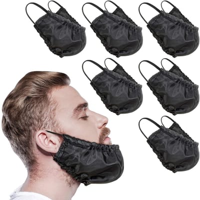 9-delige baardhoofddoek, gezichtsbedekking, baardschort, hoed, beschermende pyjama, slabbetje (zwart)