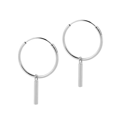 Zilveren Hoops Met Lang Staafje 18 MM