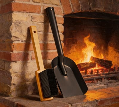 Duurzame zwarte as schep met carbon borstel - ideale shovel voor tuin en haardhout