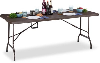 inklapbare tuintafel - houtlook - 73 x 180 x 74 cm - klaptafel - tot 120 kg - bruin