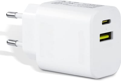 Dubbele usb adapter 2 Poorten usb-C & usb-A 20w - Snellader - Wit
