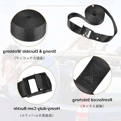 Stevige Lashing Straps 4 Pack 4m x 25mm - Verstelbare Cam Buckle Straps voor Vrachtwagen, Motor en Bagage