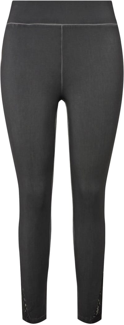 MIAMODA - Dames - Legging tight fit cold dyed kant bij de zoom - Antraciet - Maat 44