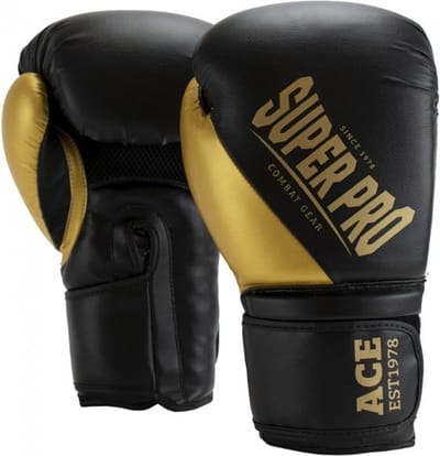 Super Pro Combat Gear ACE (kick)bokshandschoenen Zwart/Goud 10oz