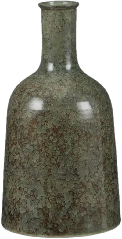 Mica Decorations - Fles bloemenvaas - Terracotta - groen shadow - D22 en H35 cm