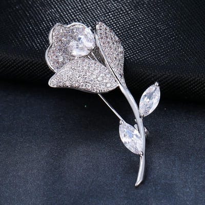 Emmaya Rose Bloem Wit Goud Kleur/Rose Goud Kleur Kubieke Zirkoon Broche Voor Vrouwen Bruiloft