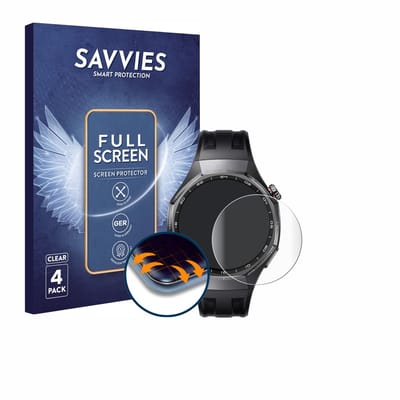 Savvies - Screenprotector voor Huawei Watch GT 6 / 6 Pro (46 mm) - Folie Beschermfolie transparant volledig dekking 4 Stuks