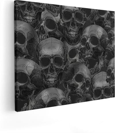 Artaza Canvas Schilderij Schedel Patroon - 50x40 cm - Muurdecoratie Skull Decoratie - Wanddecoratie Woonkamer - Schilderijen Op Canvas Gothic
