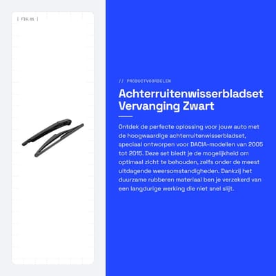 Dailygoods- Achterruitenwisserbladset Vervanging voor DACIA 2005-2015 - Rubber Wisser - Hoge Efficiëntie - Nauwkeurige Reiniging - Betrouwbaar Materiaal - Langere Levensduur - Ruitenwisserset