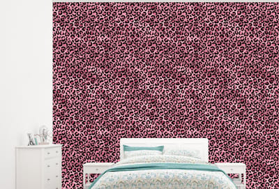 Behang - Fotobehang Panter - Roze - Dierenprint - Patronen - Breedte 300 cm x hoogte 240 cm