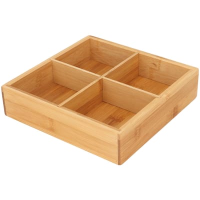 Snack Serveerschaal Bamboe Bord Verfvrij Veilig Milieuvriendelijk Verdeeld Droog Fruit Serveercontainer 4 Compartment