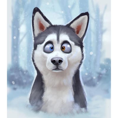 5D bricolage diamant point de croix carré/rond incrusté Husky dessin animé broderie Animal aiguille fil eau diamant peinture Full Round (20X30CM)