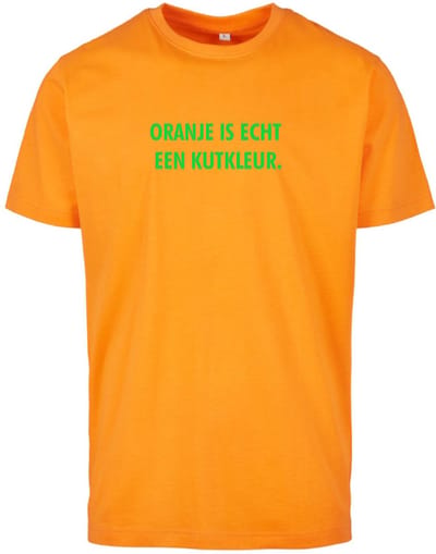 T-shirt oranje S|Fl groen - Oranje is echt een kutkleur - soBAD. - Koningsdag - Unisex - Oranje - Voetbal - Nederland