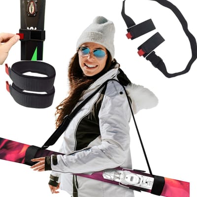 FEROCITY - Skihouder - verstelbare schouderriem voor skirugzak - twee klittenbandsluitingen - Zwart