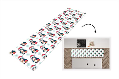 Keukenloper - Loper keuken - Pinguïn - Kerstmuts - Kind - Patronen - Kerstmis - 200x50 cm - Keukenloper vinyl