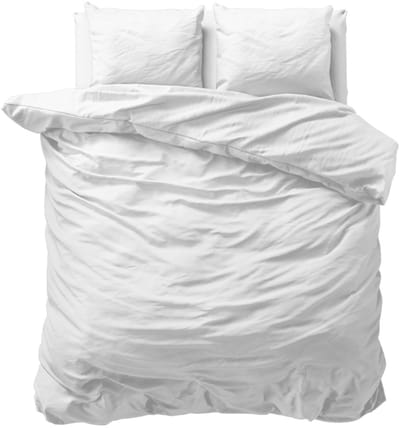 Dekbed-Discounter - Sleeptime Dekbedovertrek 200 x 200/220 cm - Verkoelend Katoen - Dubbele instopstrook - Wassen op 40 graden - Inclusief 2 kussenslopen - Wit