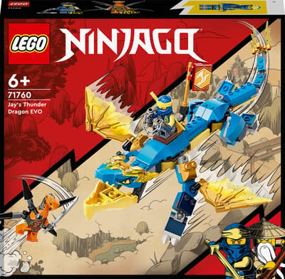 LEGO® NINJAGO® Jay's bliksemdraak EVO 71760 speelset met een verstelbare speelgoeddraak, NINJAGO Jay en een speelgoedslang; bouwset voor kinderen vanaf 6 jaar (140 onderdelen)