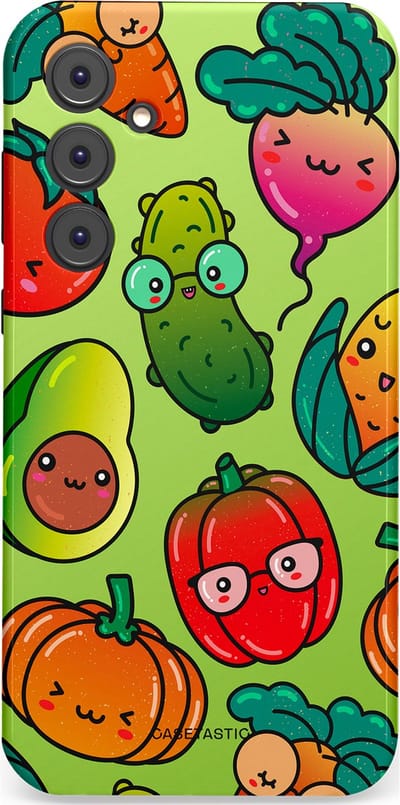 Casetastic Hoesje Geschikt voor Samsung A35 - Stijlvolle Beschermende Duo-layer Case - Cartoon Groente Mix