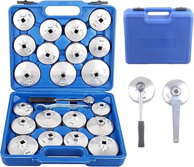 23-delige Aluminium Oliefilter Sleutelset met Opbergdoos voor 1/2" Aansluiting en Diverse Maten