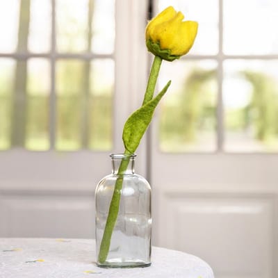 Vilt Bloem - Tulp Gwen Geel - 40cm - Fairtrade Homedecoratie
