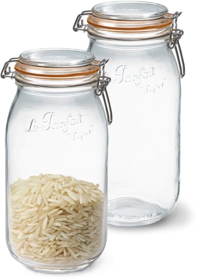 Le Parfait Voorraad/weckpot - 2x - glas - transparant - 25,2 x 8,5 cm - 2 L