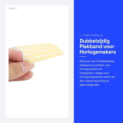 Dailygoods- Plakband Dubbelzijdig - Horlogekleefstof - 5 Stuks - Horlogemakers - Horlogereparatie - Hoge Kwaliteit - Tape