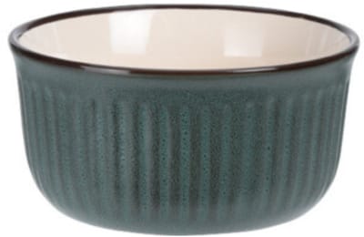 Siaki Soepkom Striped - donkergroen - 14 x 7 cm - keramiek - kommetjes/schaaltjes - 500 ml