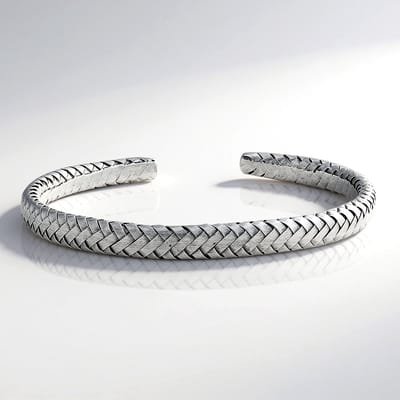 Cavill - Zilveren Armband - 925 Sterling Zilver - Gevlochten Open en Flexibele Armband - Nan Collection - Tijdloos Elegant Dames Sieraad - 15 57 gram