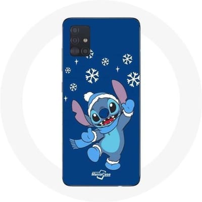 Coque - Maniacase - Samsung Galaxy A51 - Stitch neige Noël - Souple - Protection bleu