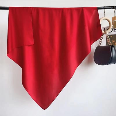 Print Satin Zijde Vierkante Sjaal Hijab Dames Bandana 90Cm Hoofddoeken Neckerchief Dames Sjaal Sjaal Wikkel Foulard Hoofdband 90X90CM red