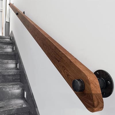 Houten Trapleuning - Veiligheidsgreep Kit - Trap Veiligheid - Natuurlijk Grenenhout - 150 cm - Bruin