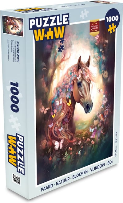 Puzzel Paard - Natuur - Bloemen - Vlinders - Bos - Legpuzzel - Puzzel 1000 stukjes volwassenen