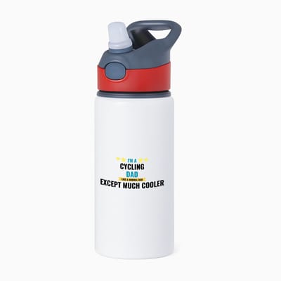 Hacebo® - I'm a cycling dad like a normal dad except much cooler waterfles met rietje rood - vader die houdt van fietsen - vader cadeautjes - vaderdag - verjaardagscadeau - verjaardag - cadeau - geschenk - kado - water fles - 650ML