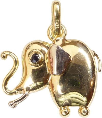 Geel gouden olifant hanger